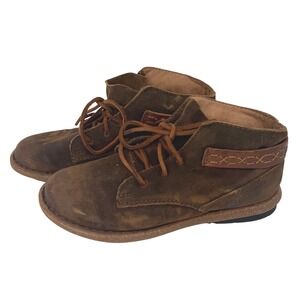 Born Boho distressed Cele Leather Ankle Boots Womens 9 Brown Lace Up Chukka